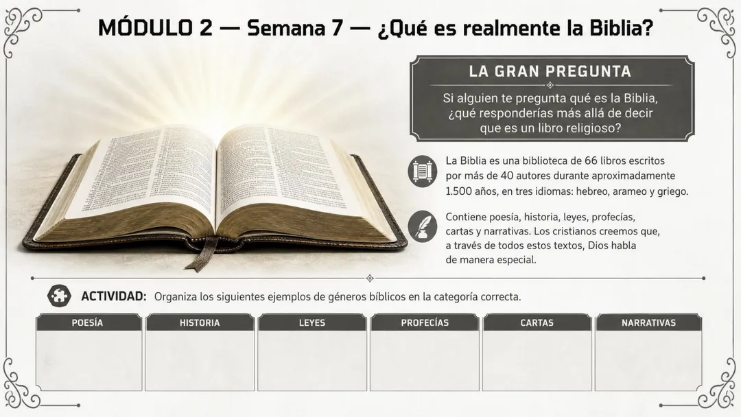 Semana 7 · ¿Qué es realmente la Biblia?